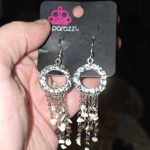 Paparazzi Silver Earrings with Brown and Cream Beads Rock Dreamcatcher